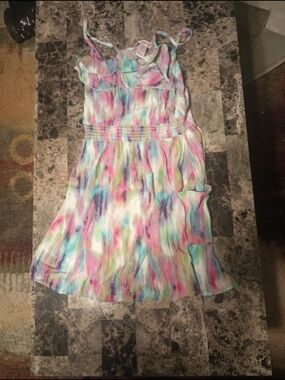 Girls' Multi-Color Watercolor Ruffle Sundress